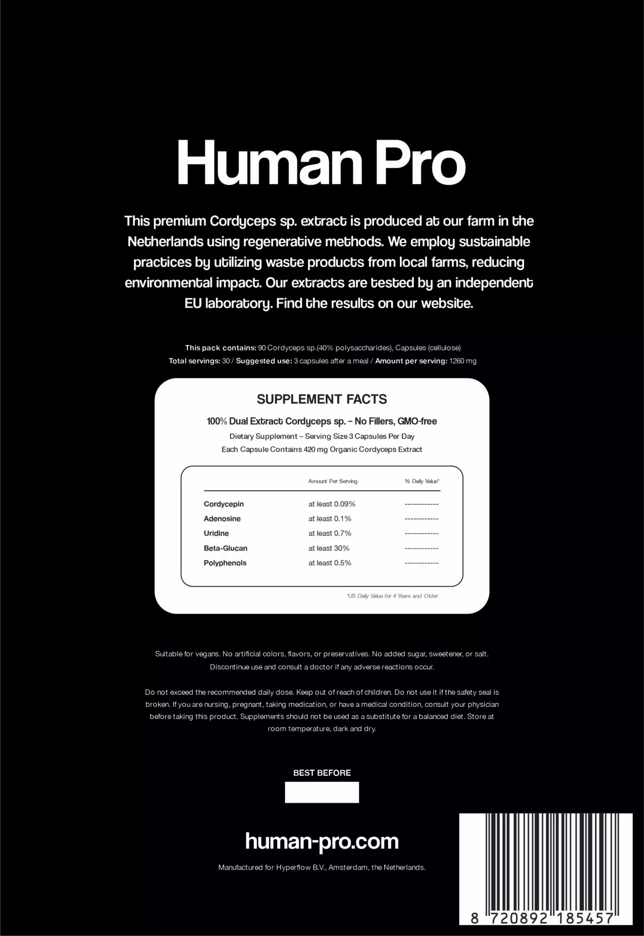 Ingrediënten Cordyceps Human Pro Ingrediënten Cordyceps Human Pro