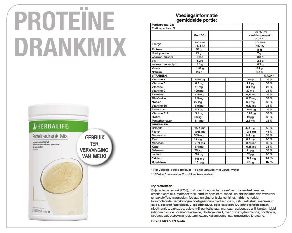 Protein Drink Mix Label
