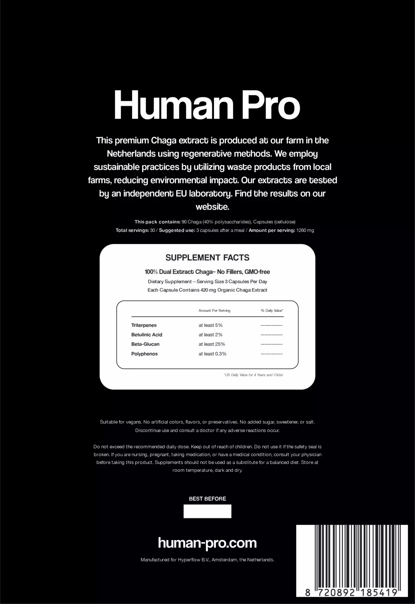 Ingrediënten Chaga Human Pro Ingrediënten Chaga Human Pro