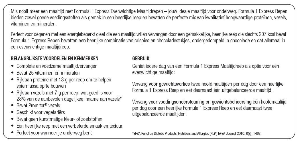 Formula 1 Express Evenwichtige maaltijdreep Pure Chocolade